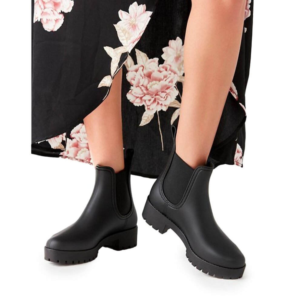Jeffrey Campbell Platform Waterproof Chelsea Rain Boots, Black, 8 🖤